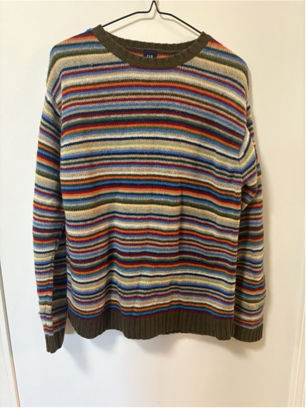Vintage Gap Sweater Y2K 100% Wool Crewneck Knit Stripes Fall Small (youth XXL)